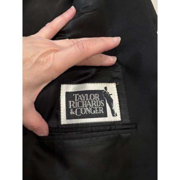 Canali Blazer 40L US (50L EU) Double Breasted Suit Jacket 100% Wool Black Italy - Picture 10 of 14